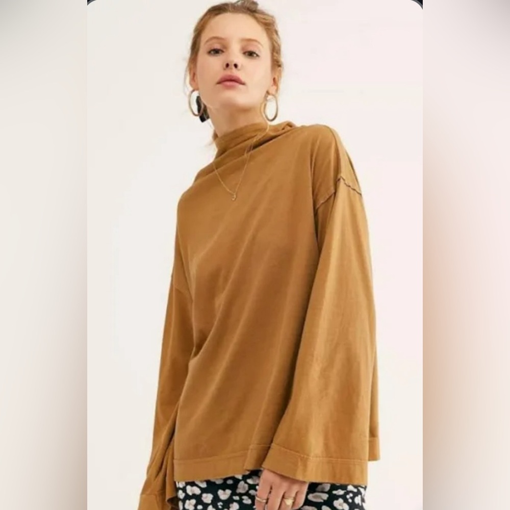 Free People Mustard Supernova Long Sleeve Shirt